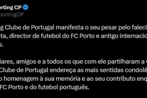 葡体官方：对若热-科斯塔的逝世表示哀悼，向他作出的贡献致敬