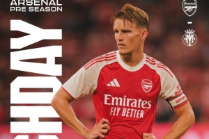 阿森纳发布对阵黄潜海报：队长厄德高单人出镜