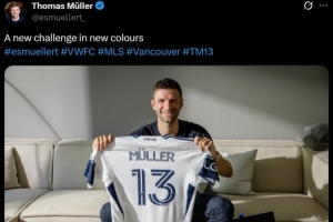加盟温哥华白浪，穆勒社媒：身披全新颜色球衣的新挑战