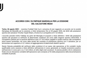 尤文官方披露维阿转会费：总价最高1950万，带来600万欧资本收益