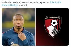 罗马诺：伯恩茅斯总价4000万欧敲定里尔中卫迪亚克特