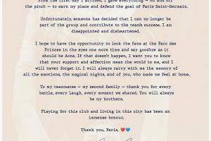 多纳鲁马告别信：有人决定我不再属于这团队 希望以应有方式道别