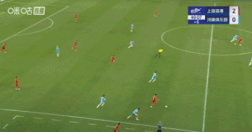 上半场补时第4分钟，莱昂纳多单刀过门将破门，海港3-0领先河南