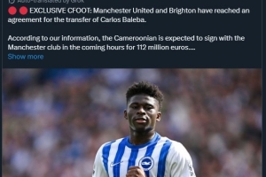 费迪南德转发外媒新闻：曼联1.12亿欧签巴莱巴达协议？真的？