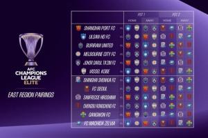 亚冠精英联赛抽签：海港、申花、蓉城联赛阶段8支对手全部相同