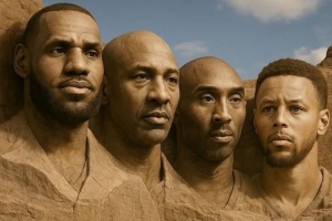 记者转发乔詹科库总统山图片：应该是拉塞尔 贾巴尔 乔丹 詹姆斯