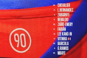 巴黎vs南特首发：法比安、李刚仁、维蒂尼亚、巴尔科拉在列