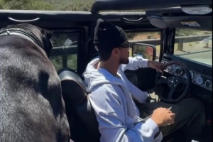 单身狗？布克驾驶悍马出游 只有狗狗陪伴左右