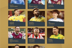 PFA英冠年度最佳阵容：特拉福德、田中碧、丹尼尔-詹姆斯在列