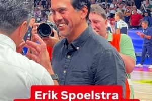 斯波现场观战塞尔维亚VS斯洛文尼亚 约维奇揽全场最高18分！