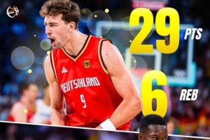 热身赛德国95-78战胜西班牙 小瓦格纳砍下29分6板&施罗德22分9助