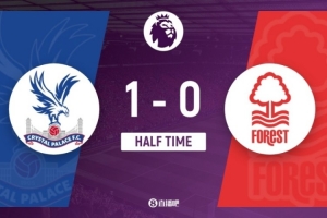 半场-水晶宫1-0领先诺丁汉森林 伊斯梅拉-萨尔破门格伊中柱