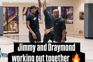 勇士自媒体晒巴特勒与追梦合练照 练到兴起时二人击掌庆祝