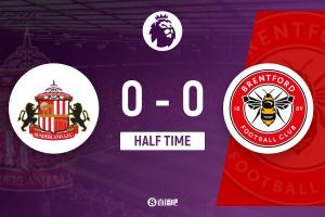 半场-瓦塔拉进球被吹两队半场仅1射正 桑德兰暂0-0布伦特福德