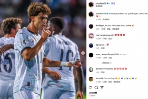 双响建功！菲利克斯社媒晒闭嘴手势庆祝：世预赛的完美开局