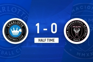 半场-迈阿密国际0-1夏洛特 梅西造点+勺子点球被扑