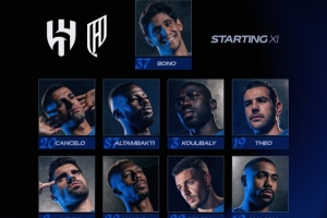 新月vs库迪西亚首发：特奥、坎塞洛、努涅斯、米林科维奇出战