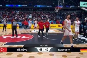 欧锦赛决赛：土耳其半场领先德国6分！小瓦16分 小黑2分 申京15分