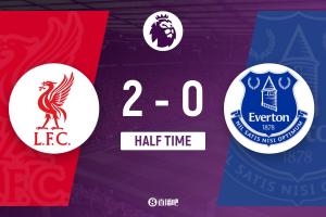 半场-利物浦暂2-0埃弗顿 赫拉芬贝赫传射埃基蒂克破门