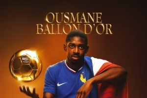 法国队晒海报祝贺登贝莱：奥斯曼获得金球奖，永远载入法国史册