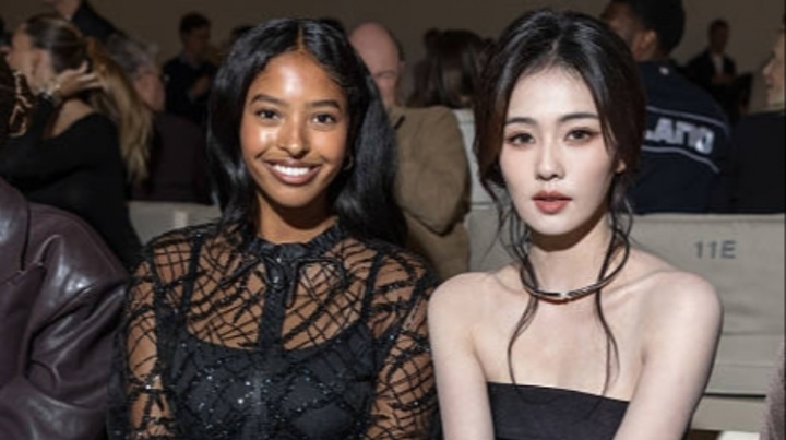 黑珍珠vs白玫瑰！科比大女儿与白鹿同框看秀