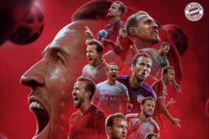 104场100球！拜仁发布凯恩百球海报：多么可怕的怪物，哈里 