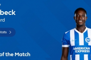 梅开二度，维尔贝克当选官方布莱顿3-1切尔西全场最佳