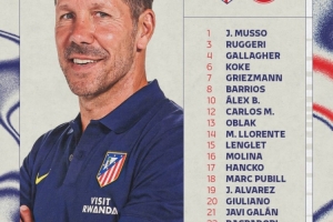 马竞公布对阵法兰克福名单：阿尔瓦雷斯领衔，索尔洛特因伤缺席