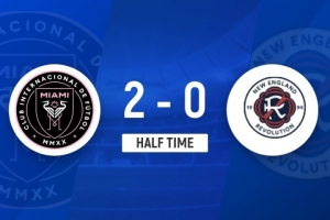 半场-迈阿密国际2-0新英格兰革命 梅西送2妙传助阿连德阿尔巴破门