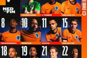 荷兰vs芬兰首发：德佩、加克波先发，德容、范迪克出战