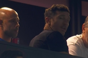 马斯切拉诺观战阿根廷vs波多黎各，比赛在迈阿密国际主场进行