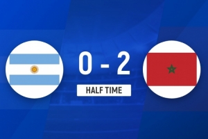 世青赛决赛半场-摩洛哥2-0领先阿根廷 扎比里双响+任意球直接破门