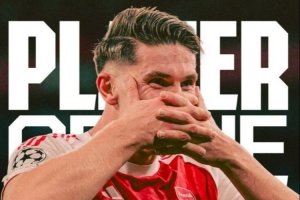 梅开二度，阿森纳官方：约克雷斯当选4-0马竞队内最佳球员