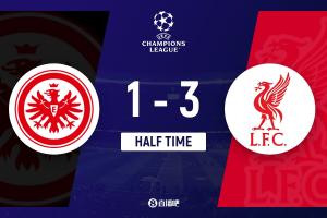 半场-利物浦暂3-1法兰克福 埃基蒂克破旧主范迪克&科纳特角球破门