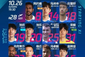 石家庄功夫客场挑战重庆铜梁龙首发名单！冈萨雷斯因伤无缘首发