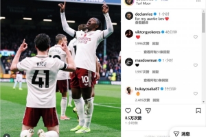 晒跪地指天庆祝进球照片，赖斯：献给我去世的姨妈贝芙